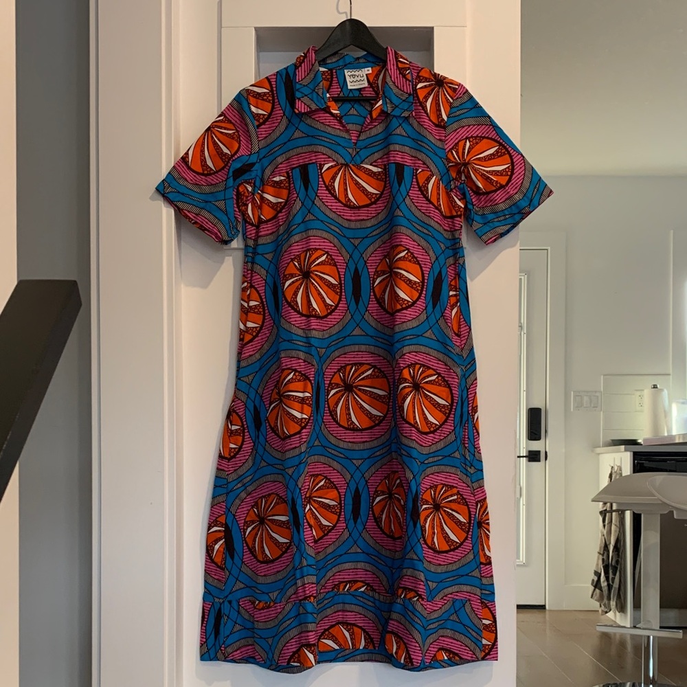 Yevu Colorful Patterned Midi Dress